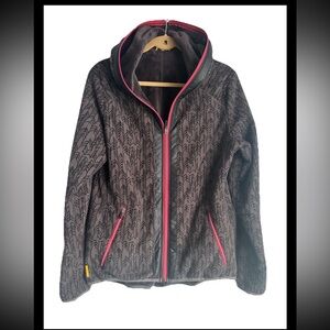 LOLE Women’s Full Zip Brown Red Poly Hoodie Warm-Up Sweatshirt Sz XL